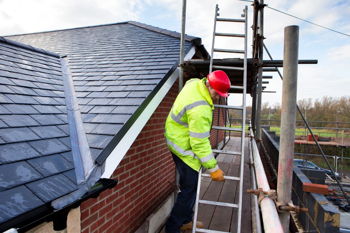 New slate roof installation